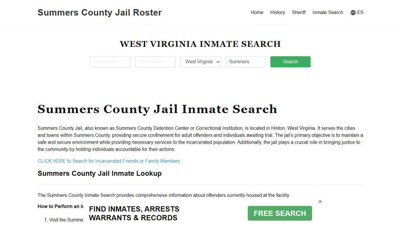Summers County Jail Roster Lookup, WV, Inmate Search