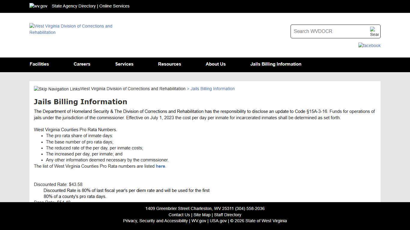 Jails Billing Information